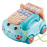 欣格 儿童玩具电话机 1-2岁婴儿幼儿早教多功能仿真座机 12个月男女孩宝宝音乐周岁新年生日礼物 拉线电话汽车