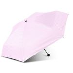 天堂伞  53032迷你小巧便携E色织格黑胶五折晴雨伞   第二款粉色