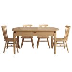 洛港 原木色1.35米+四椅餐桌椅组合圆形饭桌多功能可伸缩折叠餐桌 1350*860*760