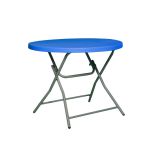洛港 80cm蓝色可折叠小圆桌便携式餐桌家用圆形阳台休息桌子 800*800*740