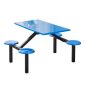 洛港 4人蓝圆凳+蓝玻璃钢桌面食堂餐桌椅连体职工员工饭堂桌椅组合 1600*1200*750