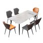 洛港 1.4米桌+6椅岩板餐桌椅组合家用小户型饭桌极简长方形桌子 1400*800*720