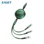 忆捷（EAGET） EC010数据线三合一充电器线伸缩一拖三车载快充线适用苹果12Type-C华为安卓抹茶绿