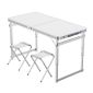 洛港 升级方管白色+2布凳户外折叠桌子家用折叠餐桌椅便携小桌子 1200*600*700