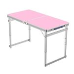 洛港 升级方管粉色户外折叠桌子家用折叠餐桌椅便携小桌子 1200*600*700