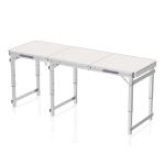 洛港 1.8m方管白色1.8米铝合金折叠桌户外折叠桌折叠椅便携式 1800*600*700