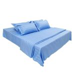 万乐晧 蓝色缎条床单 160*230cm