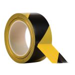 琦域 安全地标PVC地板警戒胶带 60mm*18米 黄黑色（卷）