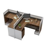 思蒂伯格Steelbox 屏风工位办公桌卡座职员办公桌椅组合现代简约风T形双人位含柜 2445*1445*1100