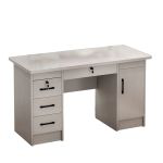 洛港 雪松色生态板全木书桌台式写字台带锁办公桌 1400*700*760