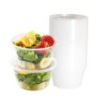 特美居（temeiju） 一次性饭盒圆形透明塑料快餐盒加厚带盖打包盒餐具50套装1750ml