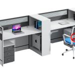 洛港 E字型2人位含柜不含椅办公室办工桌屏风卡位电脑员工办公桌 3000*600*1100