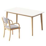 洛港 暖白色桌子+椅子电脑台式桌卧室书桌学习桌写字桌 1200*600*750