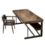 洛港 桌子+椅子北欧木书桌电脑桌台式写字桌卧室书房桌 1400*600*750