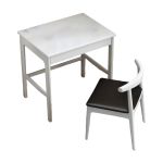 洛港 白色桌+牛角椅北欧书桌卧室桌子简约学习写字台式电脑桌 700*450*750