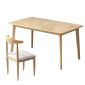 洛港 橡胶木色桌子+牛角椅电脑台式桌卧室书桌学习桌写字桌 1200*600*750