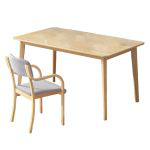 洛港 橡胶木色桌子+椅子电脑台式桌卧室书桌学习桌写字桌 1000*600*750