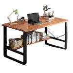 洛港 升级加固古檀木色电脑桌台式卧室小桌子长条桌 1000*600*720
