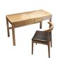 洛港 原木色单桌+牛角椅新中式书桌写字桌家用办公台式电脑桌子 1200*600*750