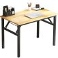 洛港 方管竹木纹色可折叠电脑桌台式家用简易写字桌 1000*500*750