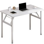 洛港 方管暖白色可折叠电脑桌台式家用简易写字桌 800*400*750