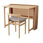 洛港 折叠书桌+微笑椅原木色台式长方形学习桌折叠简易办公桌 1200*550*750
