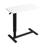 洛港 升降移动黑架+白色面板床边桌可移动升降电脑折叠桌 800*400*660