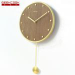 极客库（GeekCook） 木与铜12英寸摇摆挂钟（金色框-圆摆） GK110435