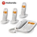 摩托罗拉（Motorola） CL103C无绳电话机无线座机子母机一拖三双免提套装白色