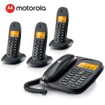 摩托罗拉（Motorola） CL103C无绳电话机无线座机子母机一拖三双免提套装黑色