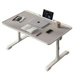 洛港 灰色常规款带卡槽可调高度折叠电脑桌飘窗桌 600*400*270
