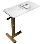 洛港 理石纹金色桌架电脑桌可调节折叠升降移动懒人书桌 850*450*620