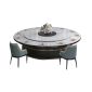 银航鑫 DDCZ-03两米八进口橡胶木岩板台面面板圆形带2米转盘餐桌现代简约餐桌 2800*2800*750
