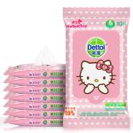 滴露（Dettol）儿童卫生湿巾10片*8包 hello kitty包装