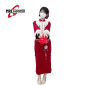 玛锐恩 新中式国风马甲改良旗袍时尚套装红色两件套S码