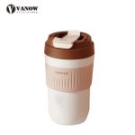 Vanow 保温杯便携咖啡杯高颜值吸管水杯316不锈钢随行杯子VO-RZ45 浓巧咖450ml