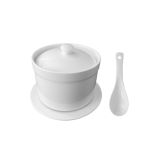 贝瑟斯（Beisesi） 陶瓷碗炖盅 汤碗隔水炖盅内胆蒸蛋粥燕窝盅罐餐具带盖勺碟420ml