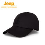 Jeep 男士春夏速干薄透气棒球帽遮阳防晒太阳帽休闲刺绣大头鸭舌帽黑色58-60cm
