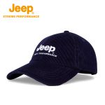 Jeep 灯芯绒鸭舌帽秋冬立体透气棒球帽户外运动休闲帽轻暖帽子深蓝色58-60cm