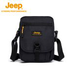 Jeep 单肩包时尚户外耐磨斜挎包大容量运动包可调节休闲包黑色22.5*16*7cm