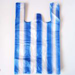 美丽雅  手提背心塑料袋条纹一次性方便袋子购物袋商用包装袋垃圾袋 蓝白条