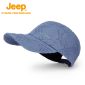 Jeep 透气棒球帽百搭男女户外便携防晒帽可调节大头围鸭舌帽加长帽檐刺绣棒球帽蓝色56-60cm