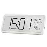 康巴丝（Compas）LCD电子时钟挂钟温湿度计工作学习桌面简约钟表时钟801C 白色