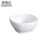斯格达 2142-5寸/个瓷白餐具四方碗密胺密胺材质仿瓷食品级商用火锅专用餐具米饭碗汤碗调料碗