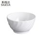 斯格达 683-4.5寸/个波边碗密胺材质仿瓷米饭碗火锅快餐自助商用餐厅食堂白色汤粥碗