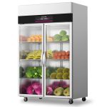 乐创（lecon）展示柜冷藏保鲜柜 超市饭店水果蔬菜大容量冰柜大双门LC-YDG04C/B