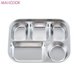 美厨（maxcook） 304不锈钢饭盒 4.5cm加大加深五格学生饭盒保温盒2L配餐具MCFT111