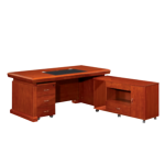 海邦 老板桌椅实木贴皮大班台 2000*1000*760含侧柜小柜