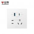 公牛（BULL） 开关插座 G12E537 G12系列五孔插座带USB+Type-C 30w快充 象牙白